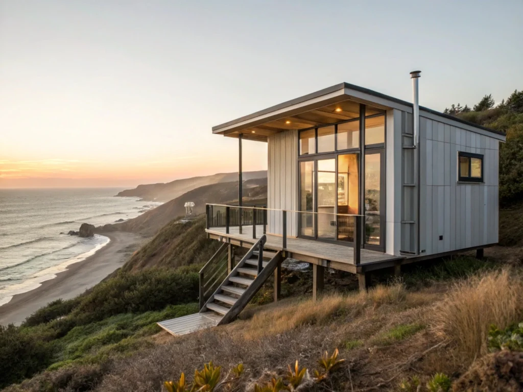 Coastal Cottage elevated tiny cabin design with panoramic ocean views