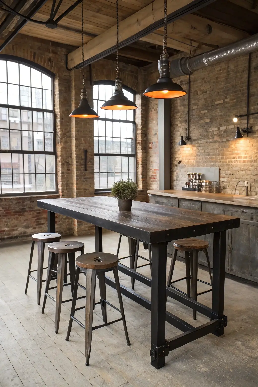 Industrial Style Black Kitchen Table 