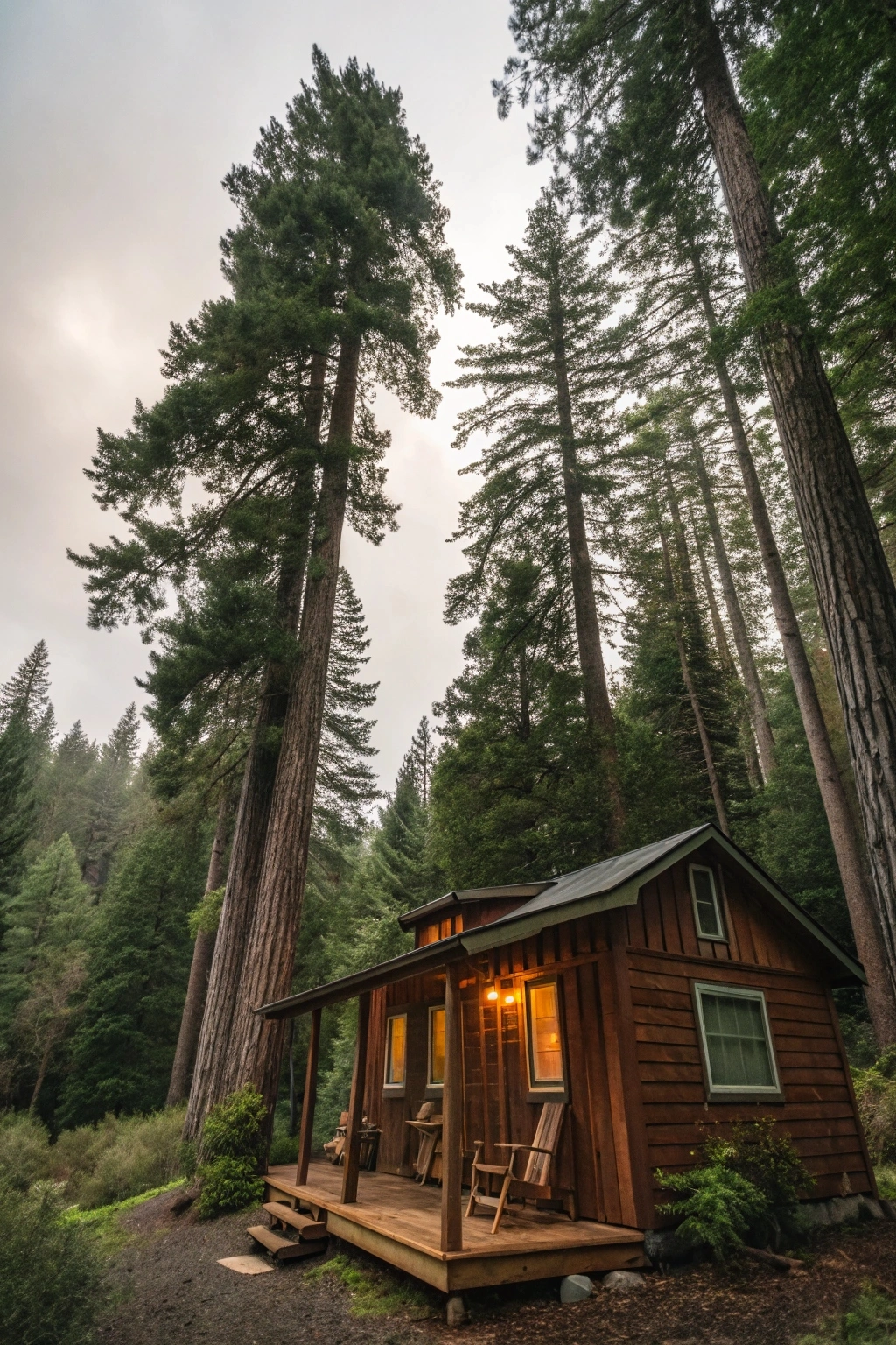 Peaceful two-bedroom cabin at The Redwood Hideaway, ideal for a nature retreat in Northern California.