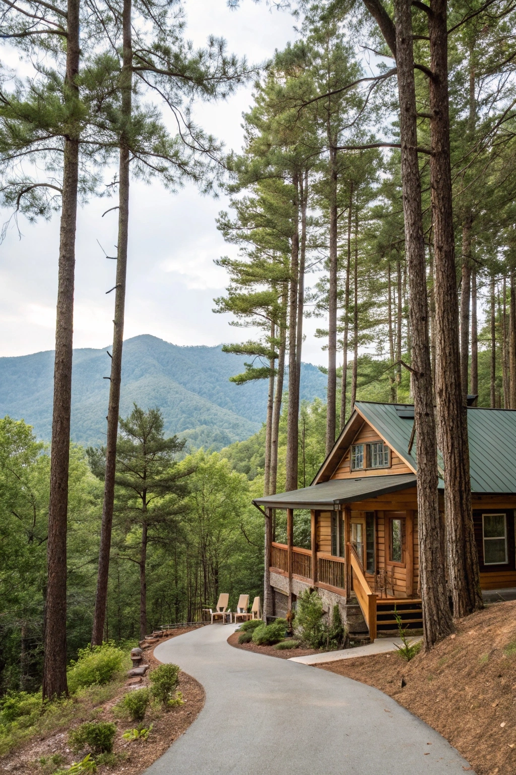 The Whispering Pines Retreat, a cozy two-bedroom cabin in the Smoky Mountains.