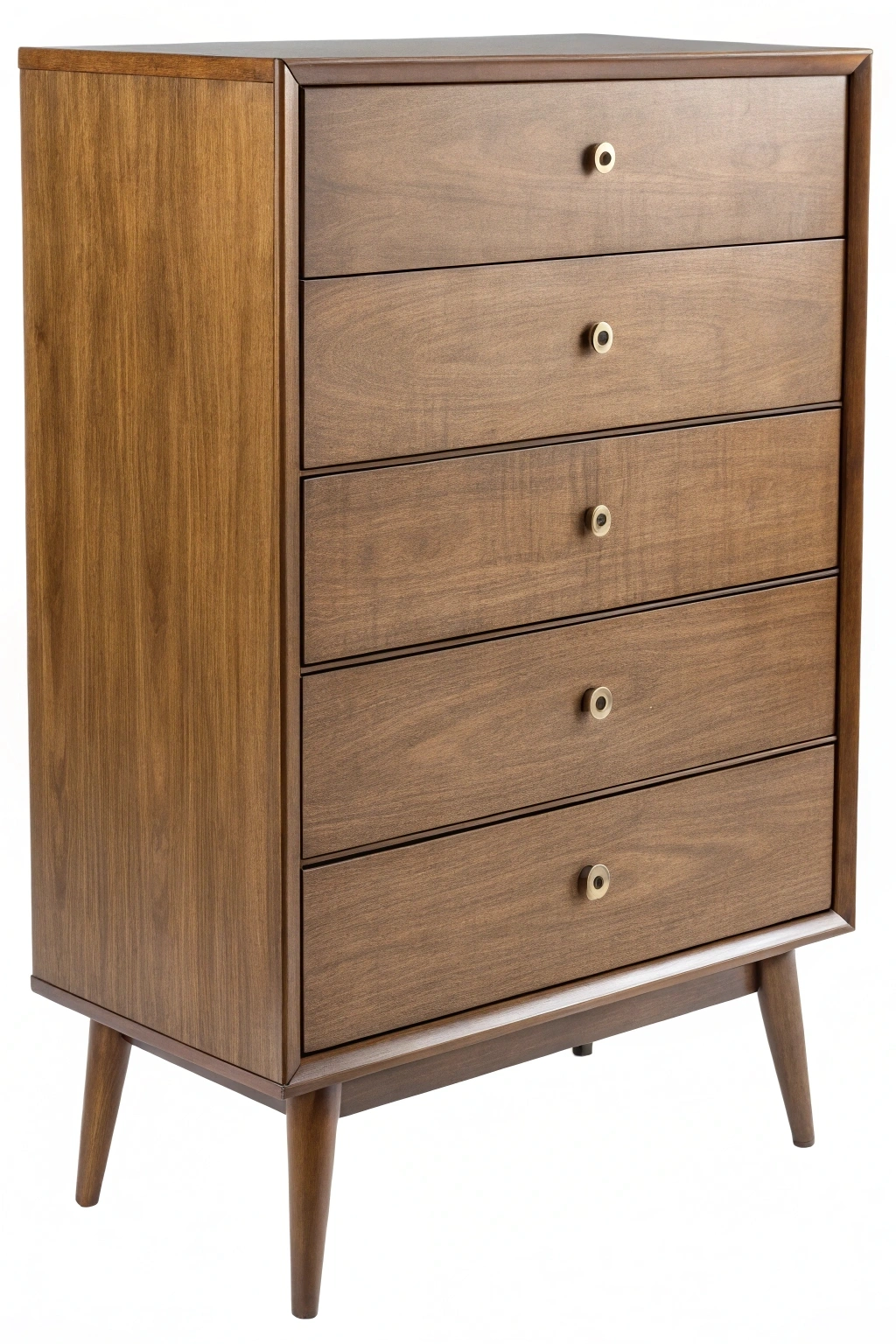 Budget-friendly mid-century modern dresser with clean lines and simple hardware, styled in a modern apartment.