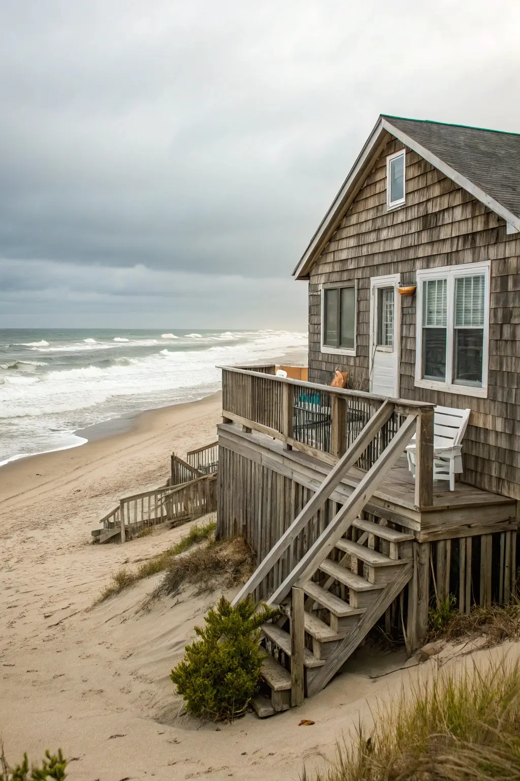 Beach cabin plan with ocean view.