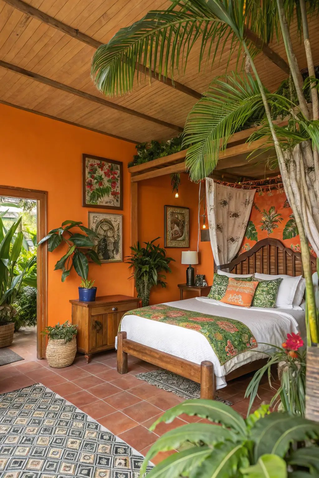 Tropical Orange Bedroom