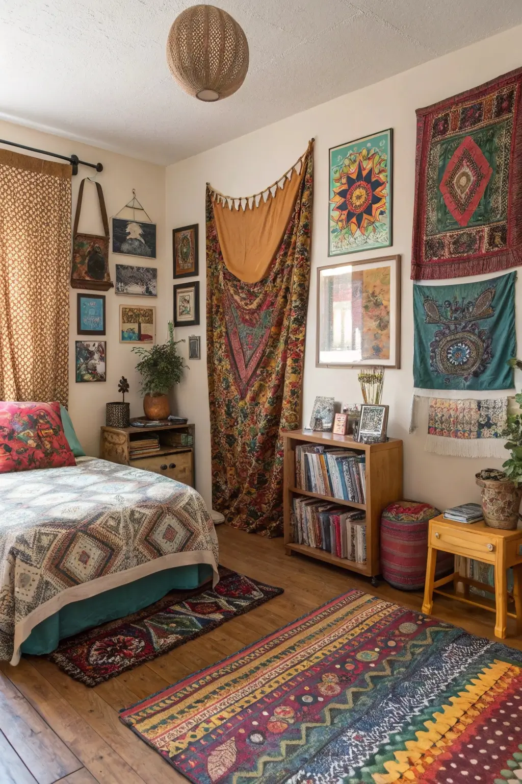 Eclectic Orange Bedroom