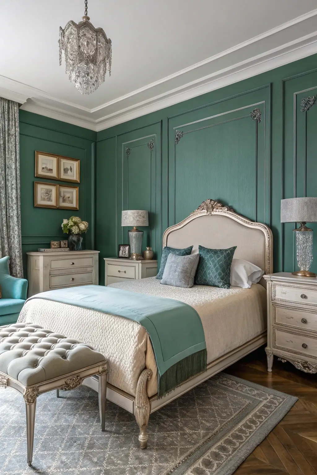 classic deep green bedroom