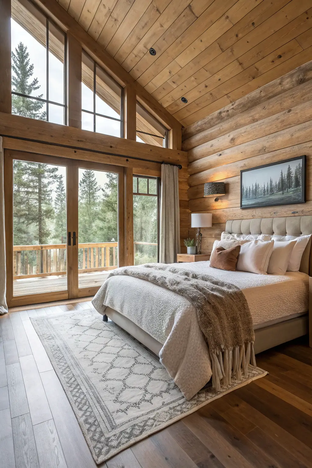 Interior of a modern cabin bedroom