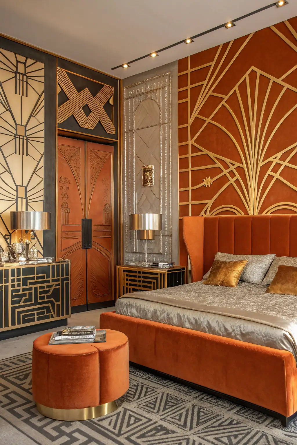 Art Deco Orange Bedroom