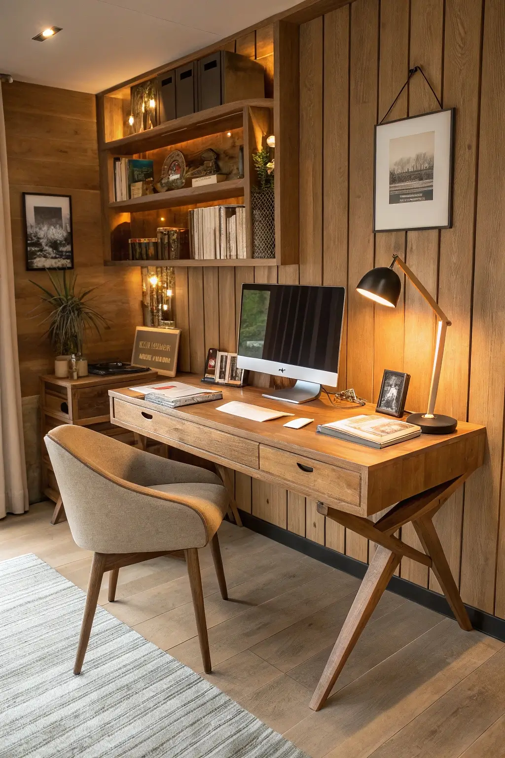 Inviting home office featuring a Mid Century Modern desk, emphasizing a productive and stylish work environment. Image accompanying the introduction to a guide on MCM desks.